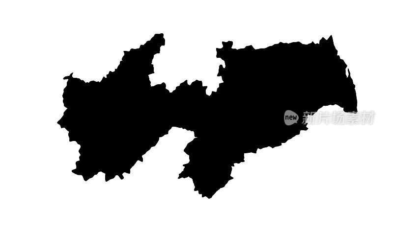 巴西若昂佩索阿市的黑色剪影地图