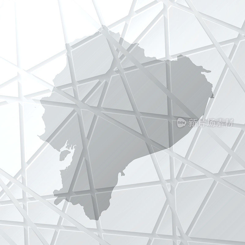 厄瓜多尔地图与网状网络在白色背景