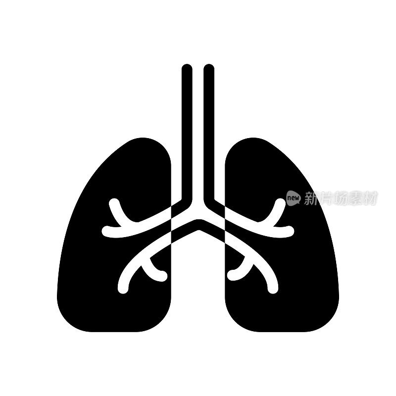 肺病图标，矢量符号插图。