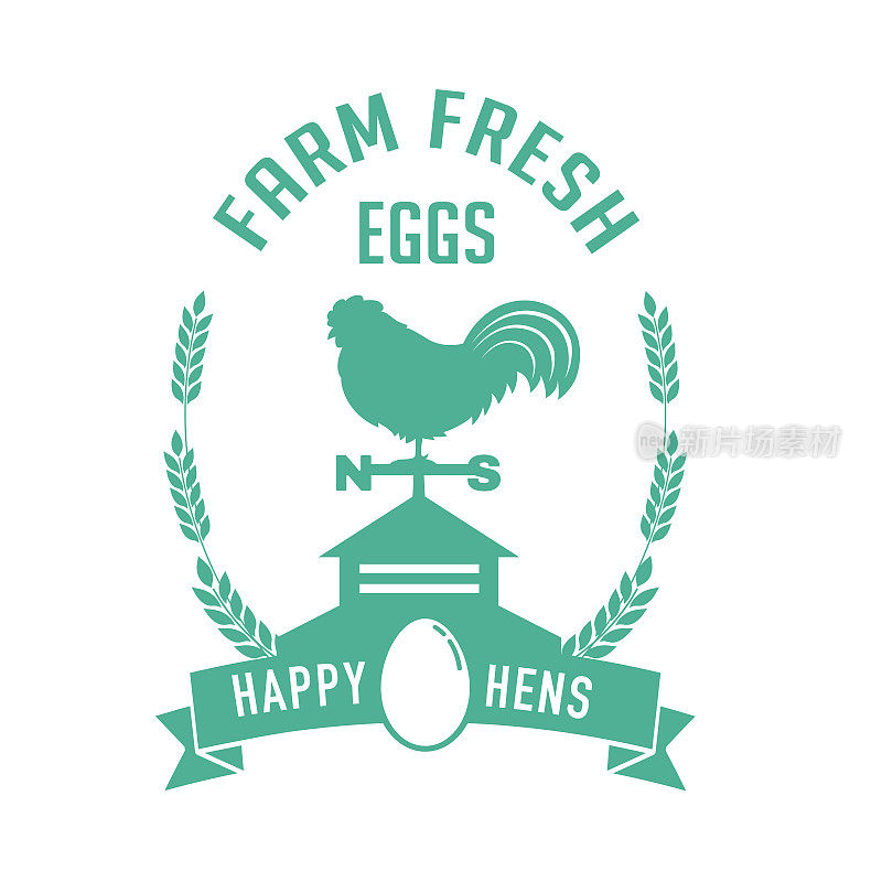 农场新鲜鸡蛋:农场市场标签在透明的背景