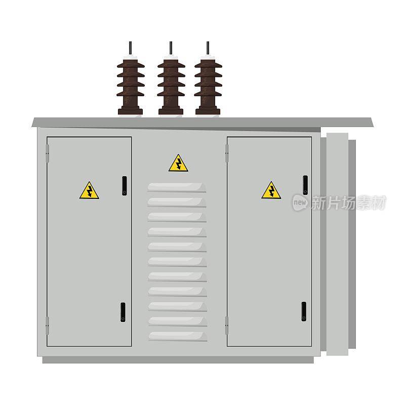 电气箱、工业电气控制面板。变电站。矢量图