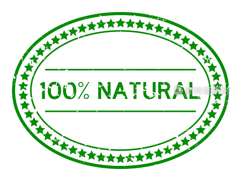 垃圾绿色百分之百自然字椭圆形橡胶印章的白色背景