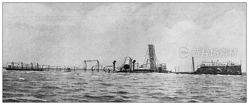 古图片:卡维特(马尼拉湾)海战，美西战争:“雷纳・克里斯蒂娜”
