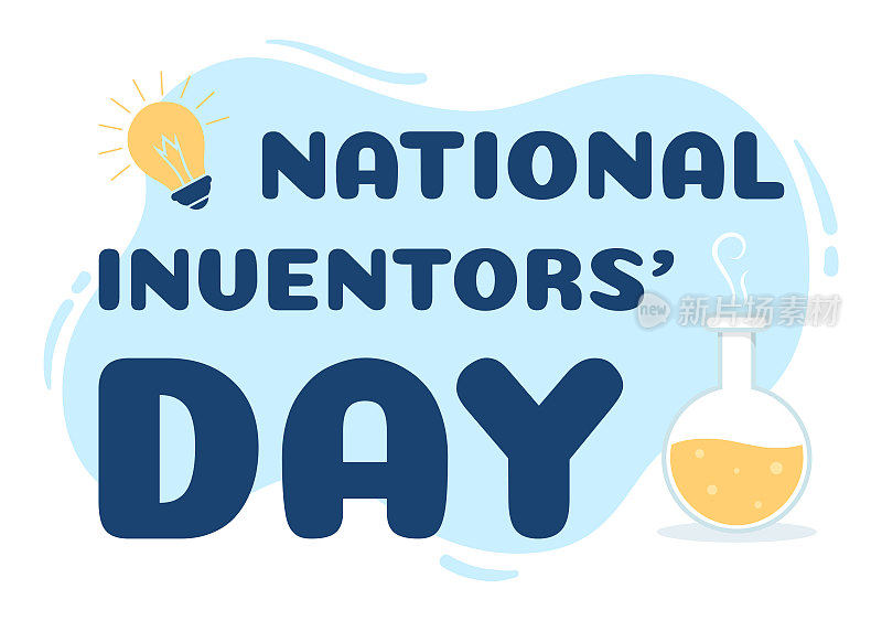 2月11日的国家发明家日庆祝天才创新，以表彰平面卡通手绘模板插图的科学创造者