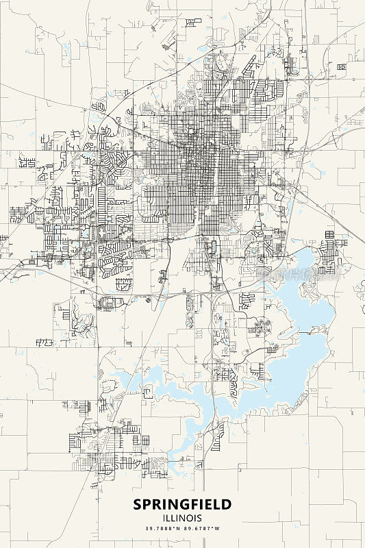 斯普林菲尔德，伊利诺伊州，美国矢量地图