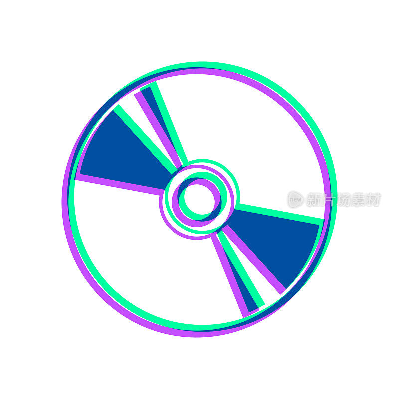 CD或DVD。图标与两种颜色叠加在白色背景上
