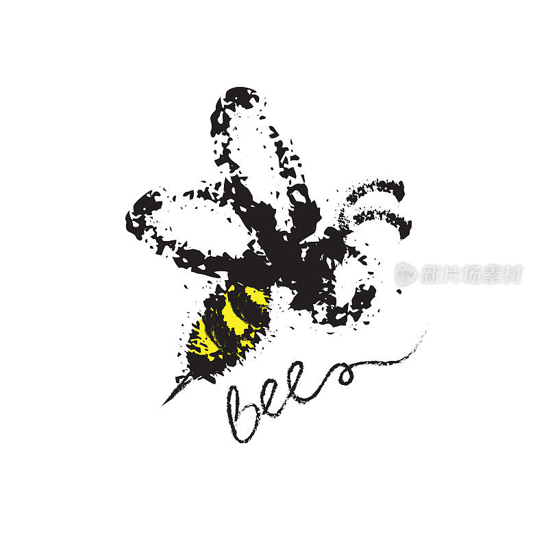 垃圾手绘蜜蜂，草图，简单，涂鸦设计的标志