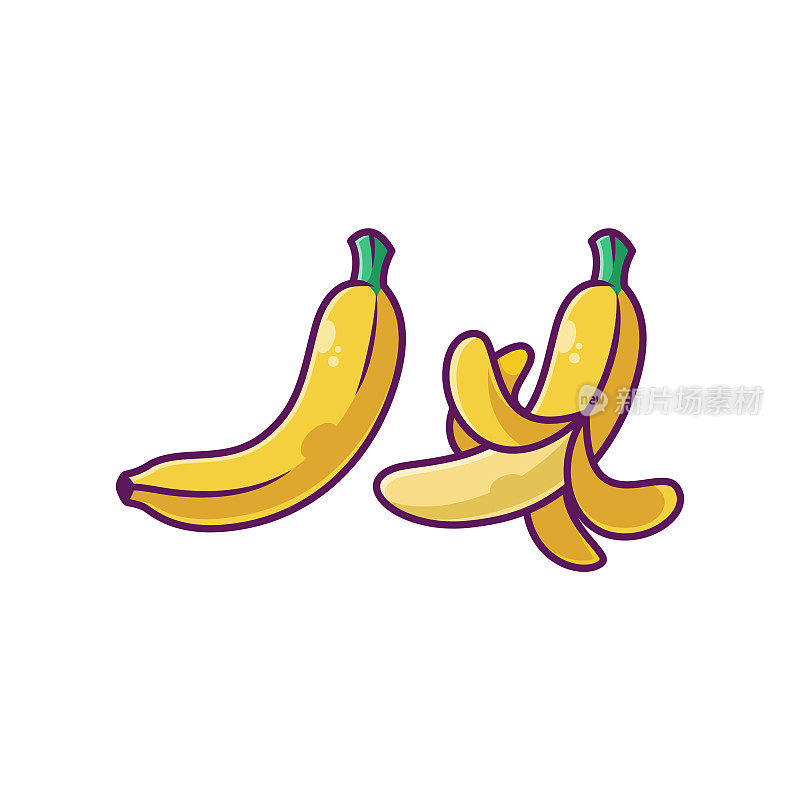香蕉水果卡通矢量插图设计。