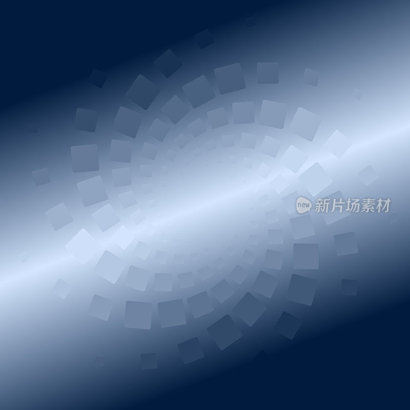 一个由深浅不一的蓝色半透明方块组成的漩涡,创造了一个明亮的螺旋隧道效果。
