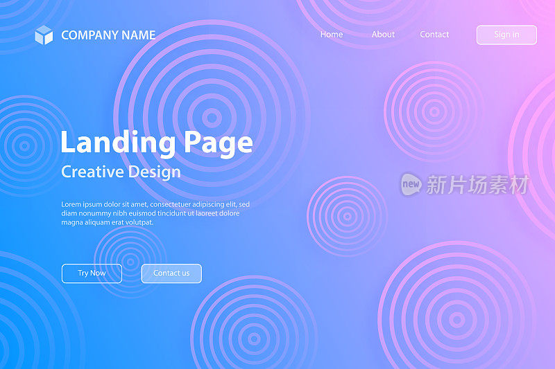 登陆页面模板-蓝色圆圈的抽象梯度背景