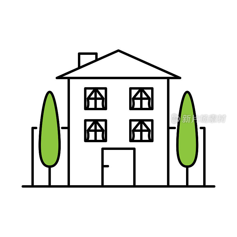 房子图标与树。