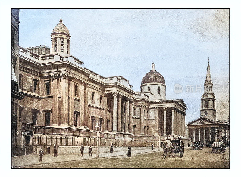古董伦敦照片:国家美术馆与圣马丁教堂