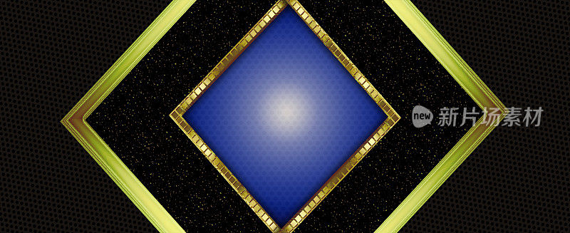 蓝色灯光在黑色背景与大理石效果,孔-格栅和金色装饰条。