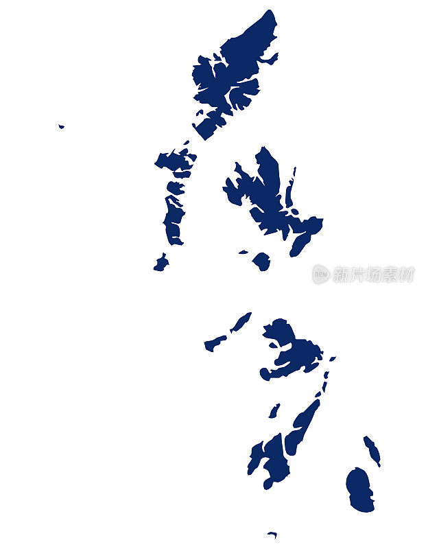 蓝色的赫布里底群岛地图