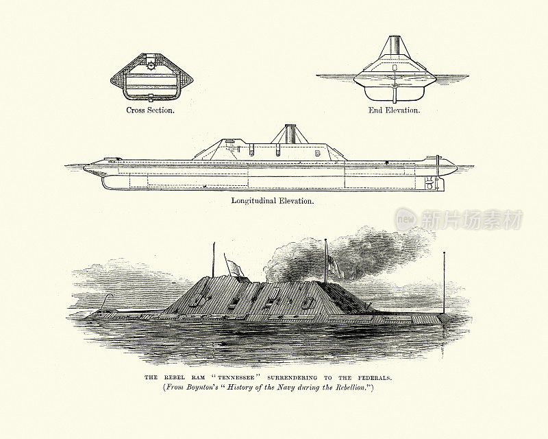 田纳西(1863年)，南方海军炮塔铁甲羊角战舰