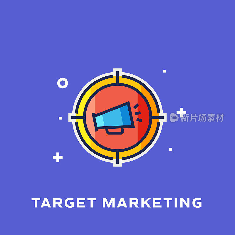 目标营销平面线图标，轮廓矢量符号插图。