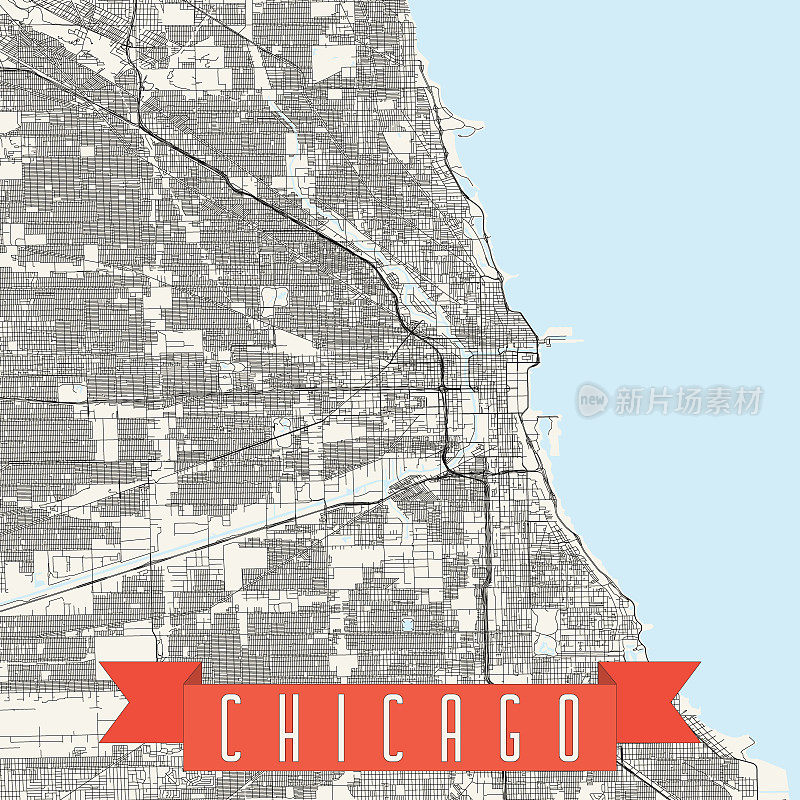 芝加哥伊利诺斯-矢量地图