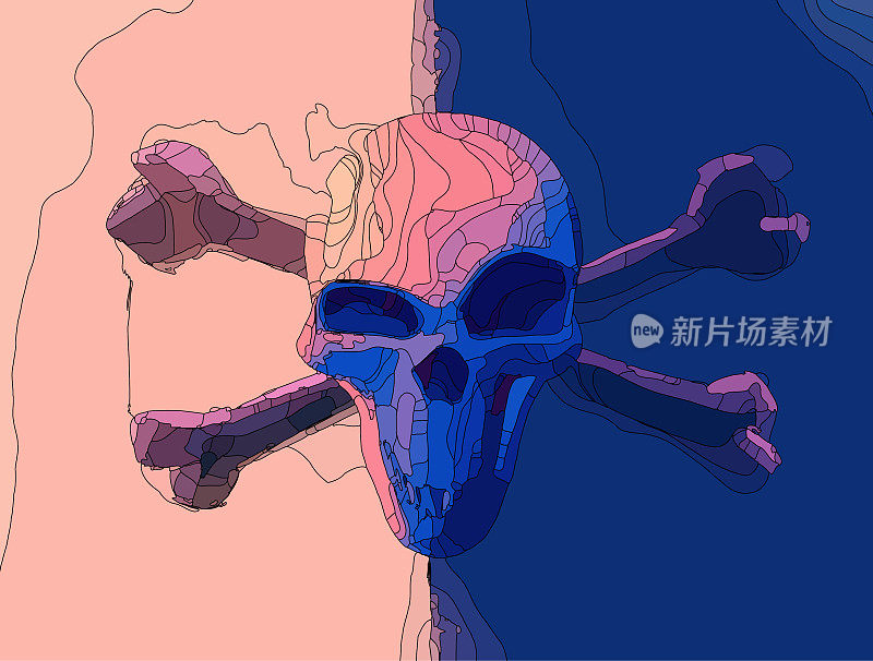 骷髅和交叉骨骼插图