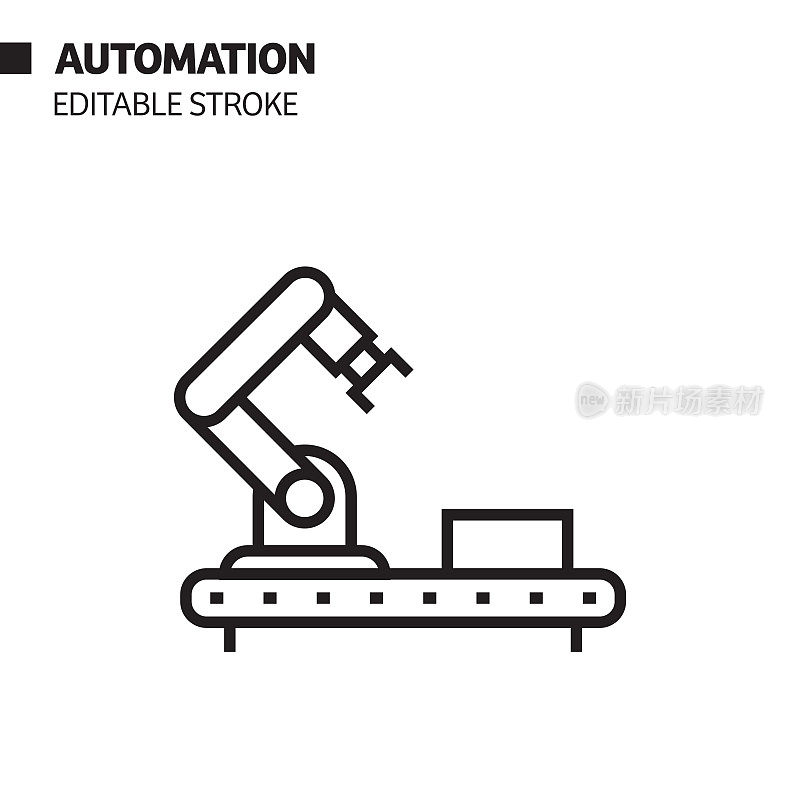 自动化线图标，轮廓向量符号插图。