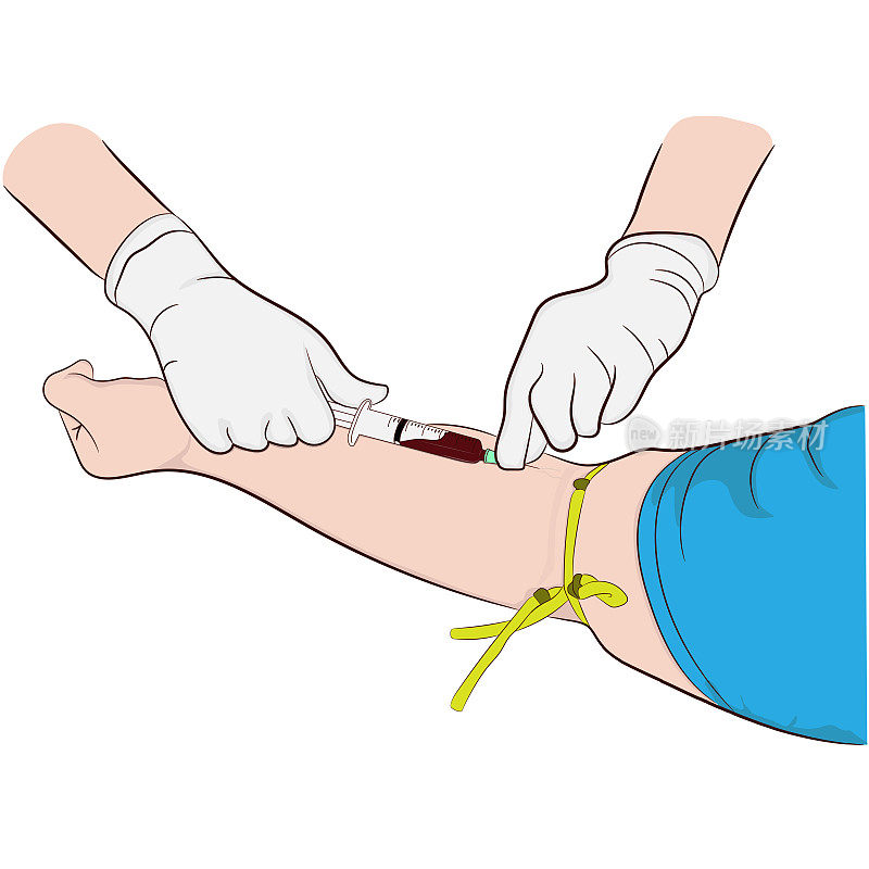 矢量插图图像医生用针从调查员身上抽血检查身体的健康选择焦点注射器