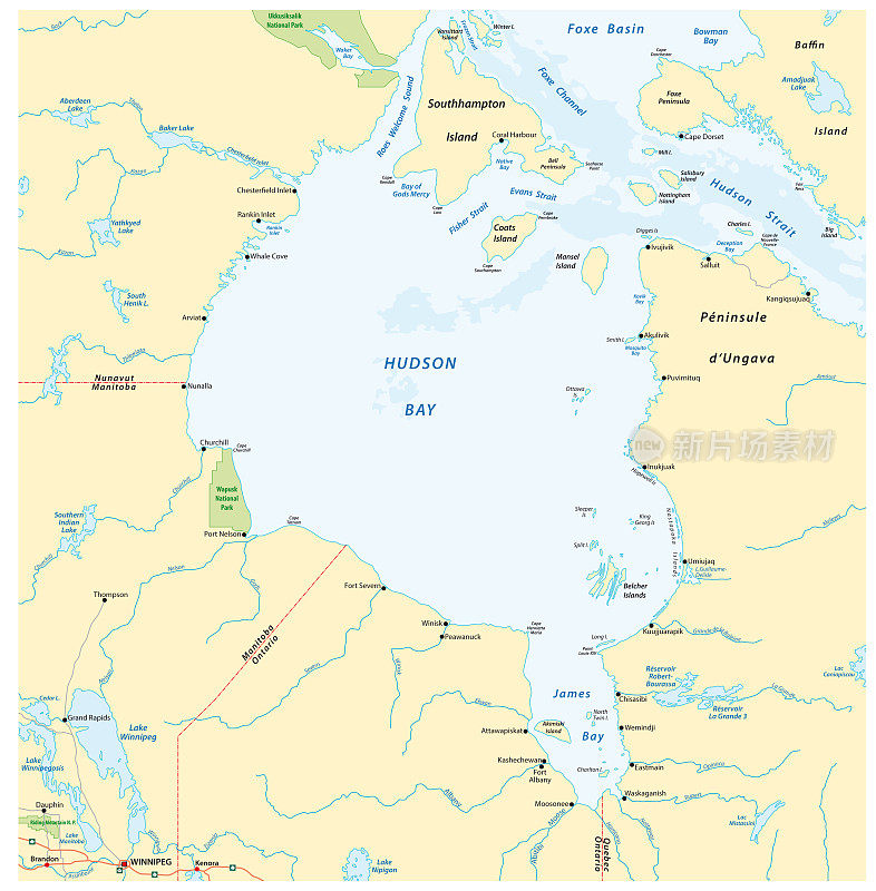 加拿大哈得逊湾边缘海矢量图