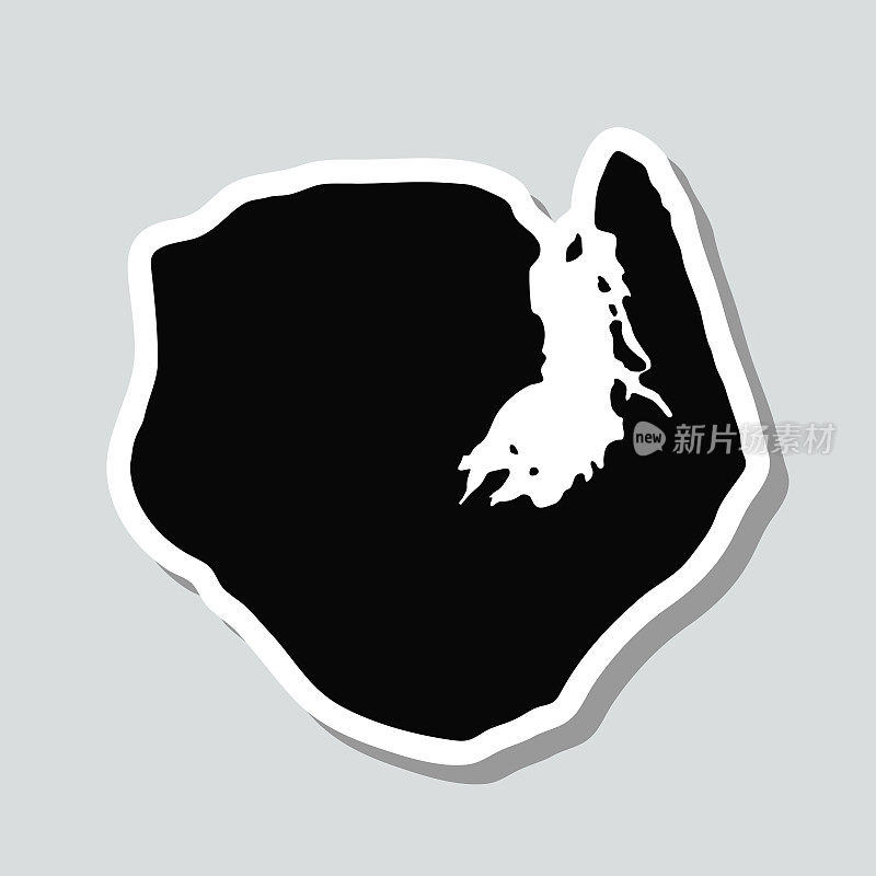 欧罗巴岛地图贴纸上的灰色背景
