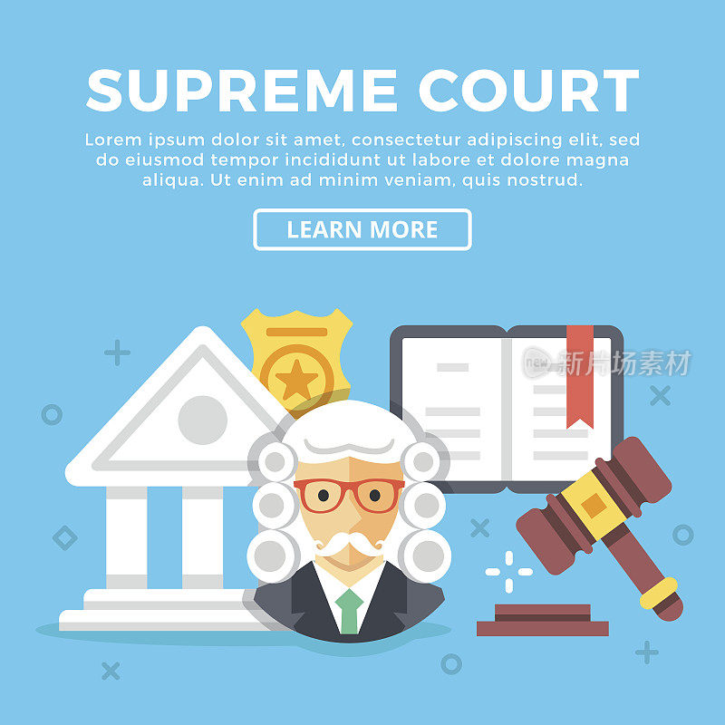 最高法院的概念。现代图标，图形对象。平面向量插图