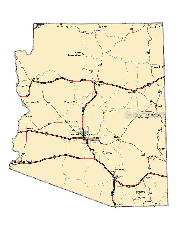 亚利桑那州高速公路地图