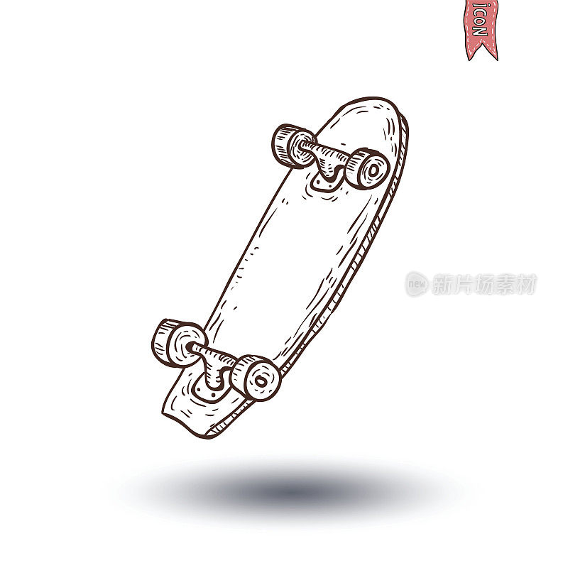 滑冰。矢量插图手绘。