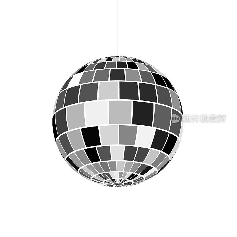迪斯科球图标。象征70年代的夜生活。复古的迪斯科舞会。矢量图