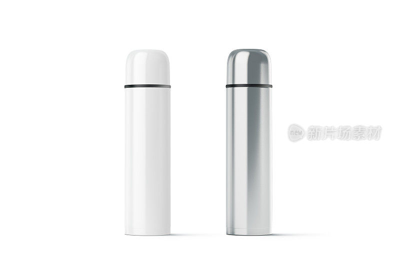 空白白色和钢封闭旅行热水瓶模型
