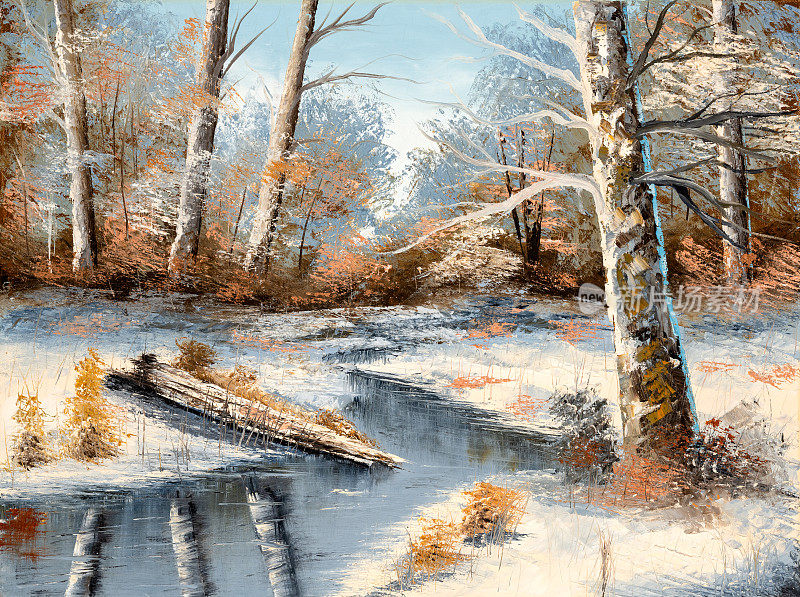 冬季风景油画
