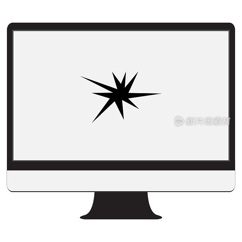 透明背景上坏了的显示器图标。破损的电脑显示器标志。破碎屏幕显示器符号。平的风格。