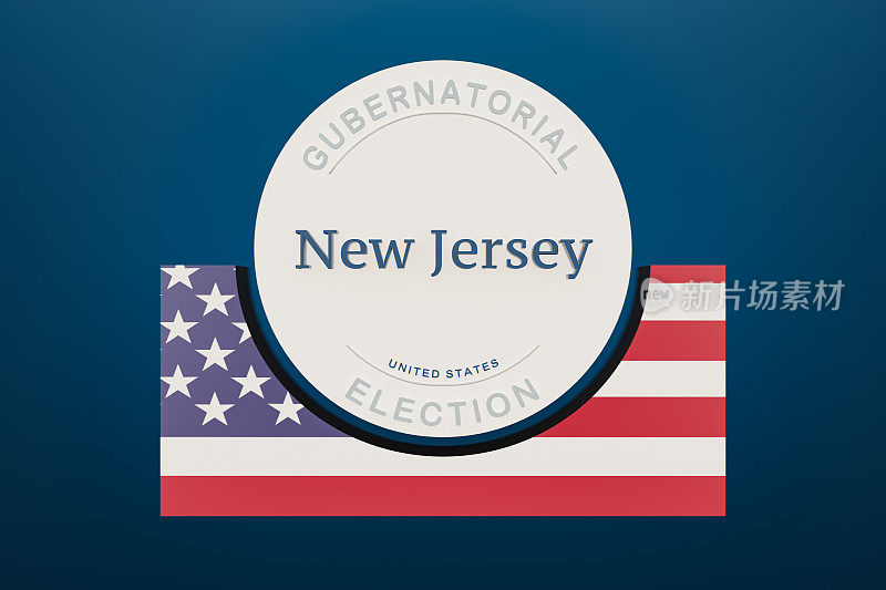 新泽西州州长选举条幅半边与美国国旗相框在一块。
