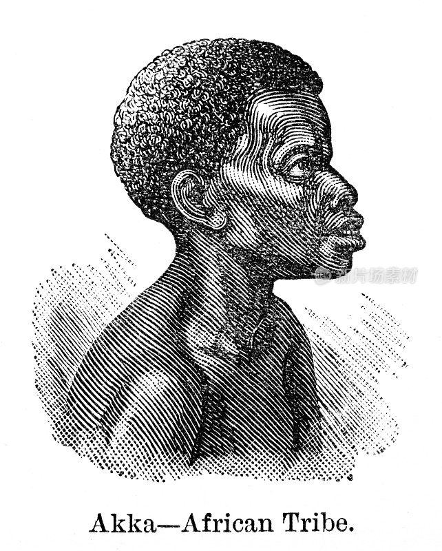 阿卡非洲部落成员的历史性画作