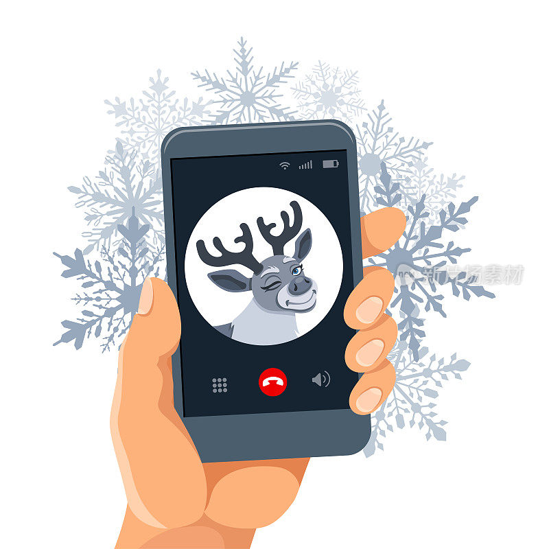 圣诞快乐!智能手机上的驯鹿。