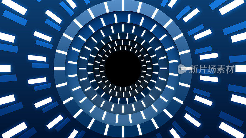 未来的蓝色霓虹灯插图-技术环隧道。