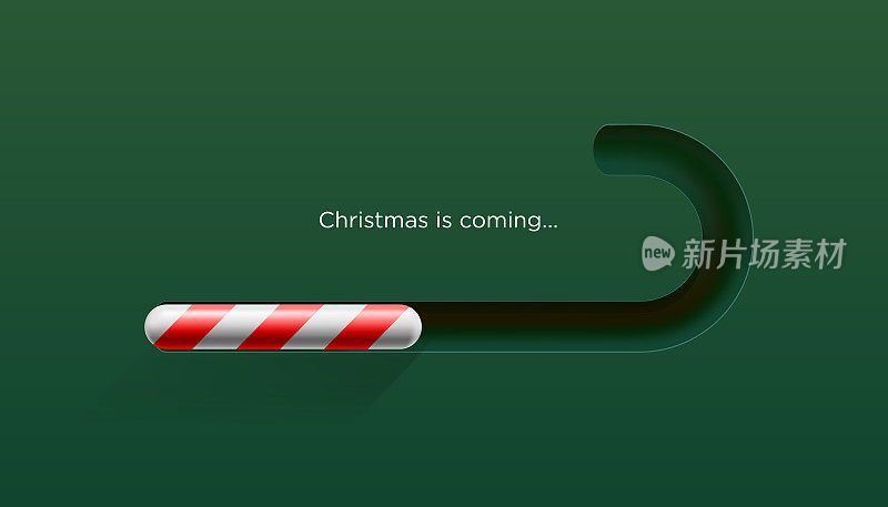 圣诞节即将来临。节日进度条与圣诞糖果棒。等待新年假期的概念，矢量插画