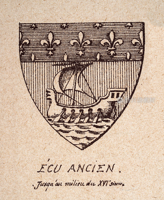 盾形纹章，16世纪法国的盾形纹章，鸢尾花和船
