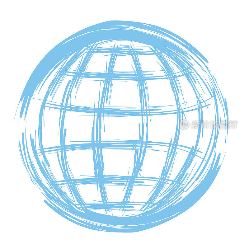 粗略的彩色蓝色球形图标在一个透明的背景