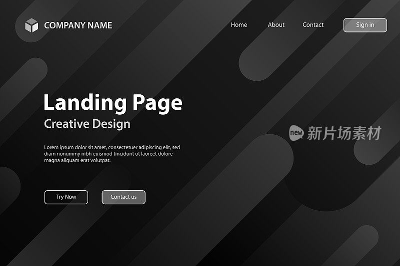 登陆页模板-抽象设计与几何形状-时髦的黑色梯度