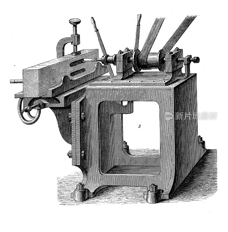 古董插图，应用机械和机器:钻孔机