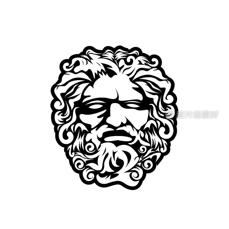 希腊神宙斯。古希腊神雕塑哲学家。面对宙斯海神海王星徽记设计