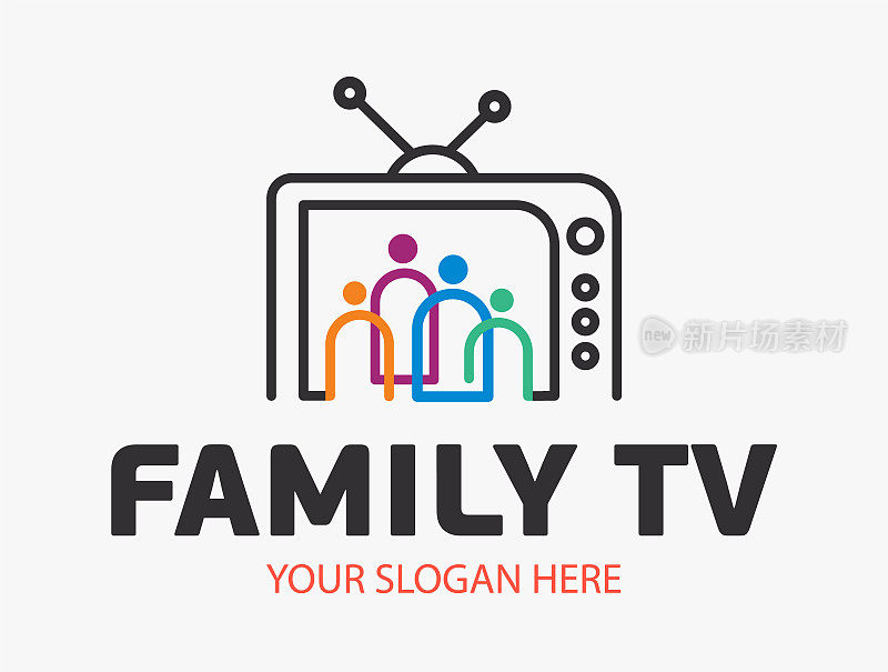 可爱的家庭媒体频道Logo模板。数字电视标识模板。媒体公司标志或电影制作工作室或视听工作室或在线媒体。电视公司。创意媒体电视。