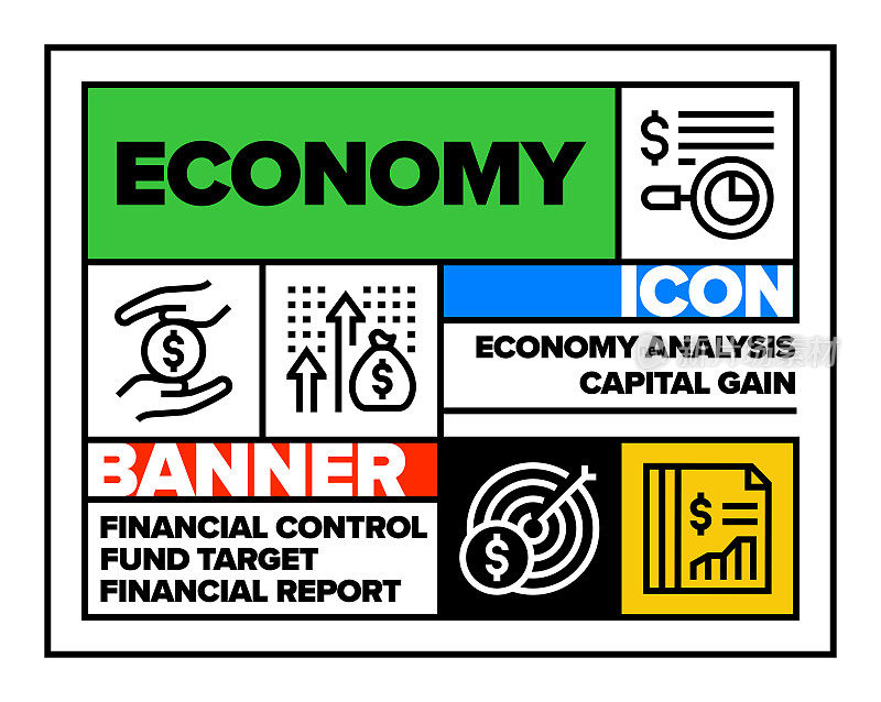 经济线图标集和横幅设计