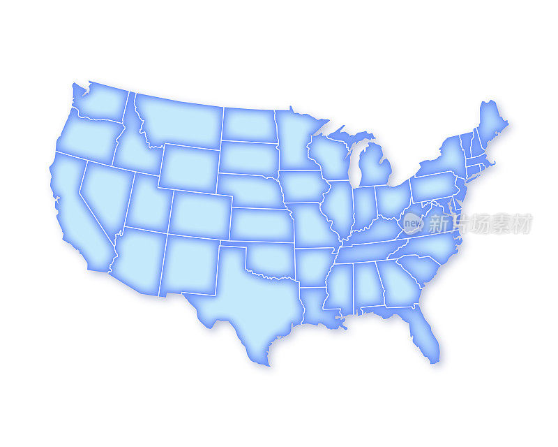 美国软蓝色矢量地图插图