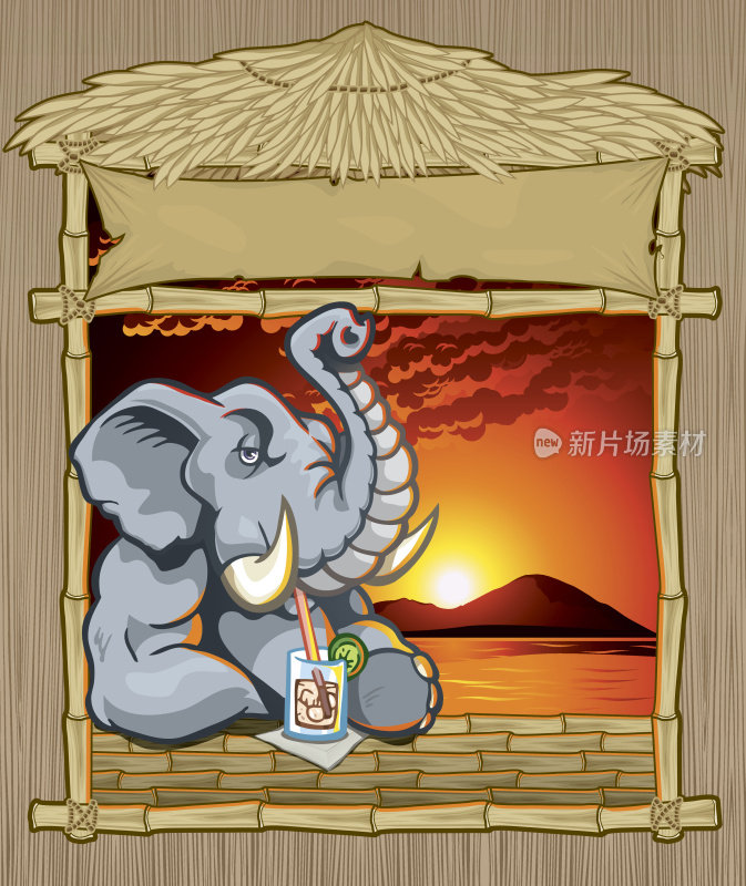 热带酒吧的大象