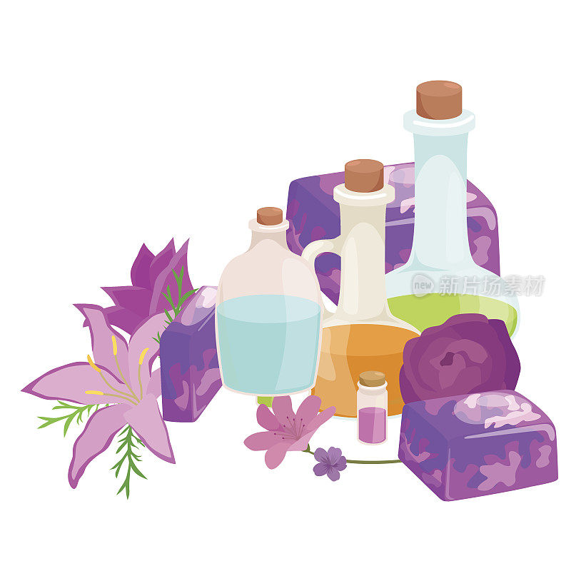 天然手工肥皂和橄榄矢量插图