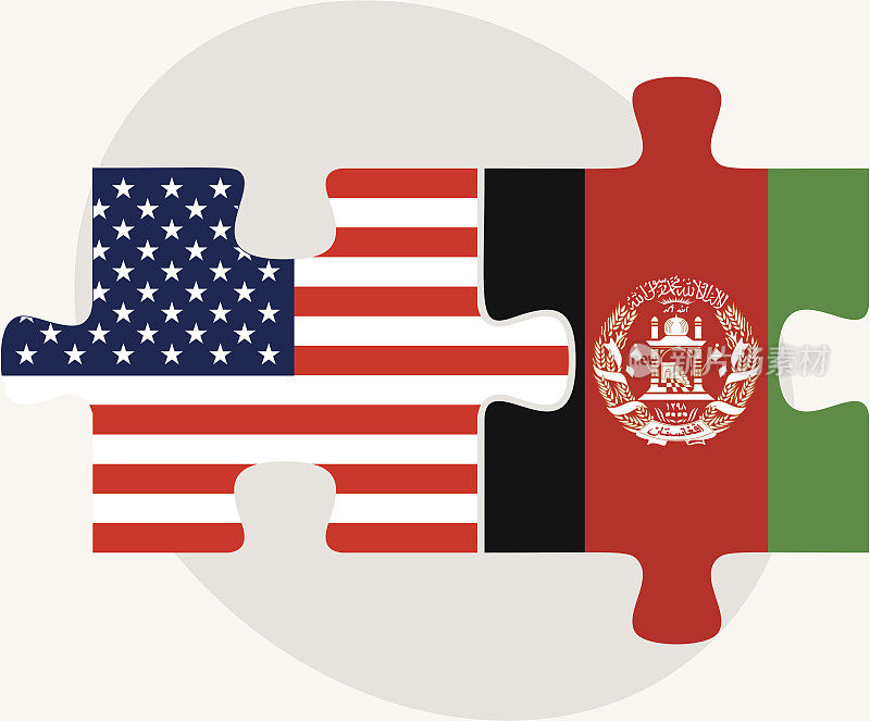 拼图中的美国和阿富汗国旗