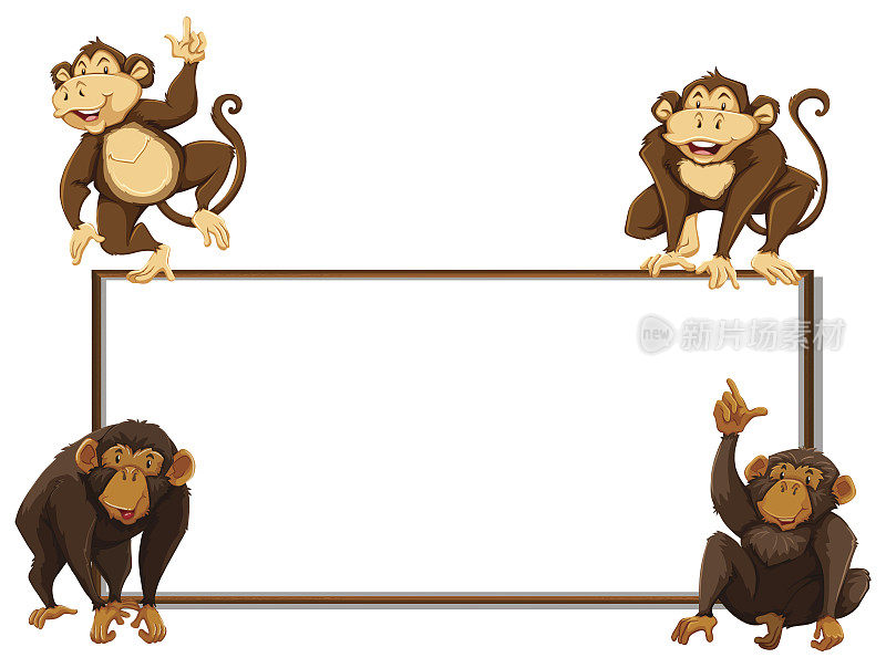 边框模板与四只猴子